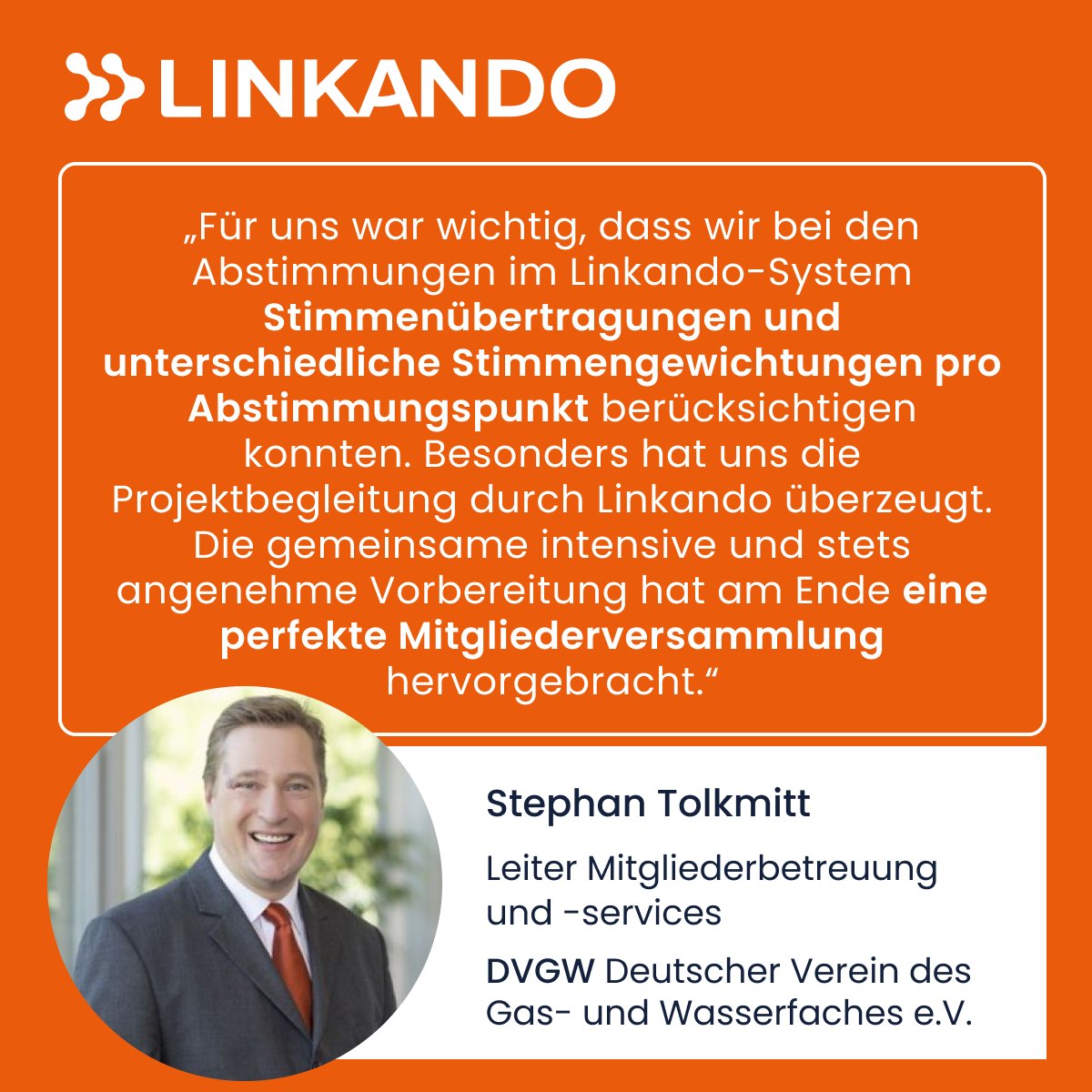 Linkando1's tweet photo. Durch unsere vielfältigen Wahl- und Abstimmungsoptionen können Sie Ihre individuellen Wahlszenarien abbilden und satzungskonform abstimmen! Auch Stimmrechtsübertragungen sind kein Problem für unsere flexible Lösung! Danke DVGW für das tolle Feedback und das Vertrauen in uns! https://t.co/p9KhS5QSLw