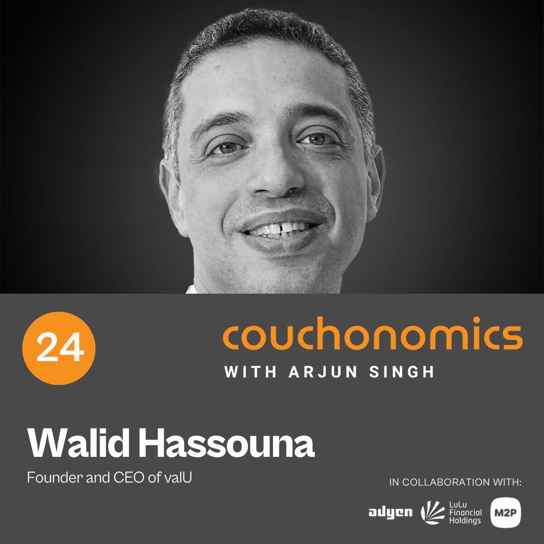 couchonomics's tweet photo. I am super excited about announcing our next episode of Couchonomics with Arjun Singh, as we travel to the Lands of the Pharaoh's to talk #fintech. On the #couch with me is Walid Hassouna, CEO of one of the original and most successful Fintech Players in Egypt, valU https://t.co/GKq8Wv6eG0
