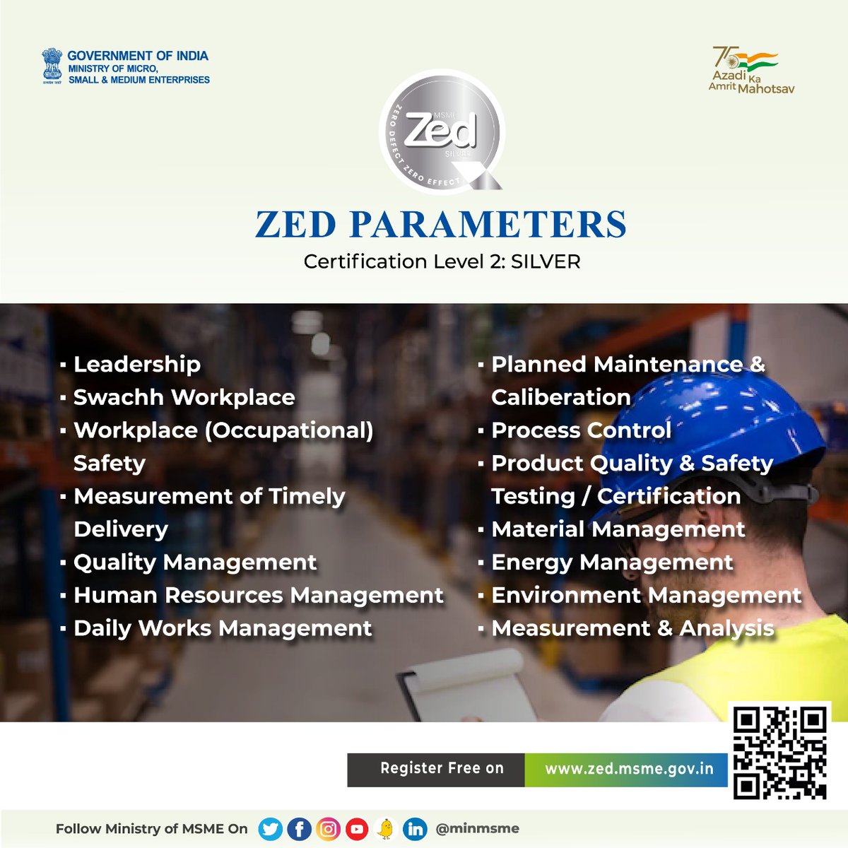 minmsme's tweet photo. MSME Sustainable (ZED) Certification initiates your enterprise into the journey of sustainability and efficiency that transforms it into a Zero Defect Zero Effect organization. Register today to get ZED certified.
#MSME #ZEDscheme #AmritMahotsav https://t.co/VsmfRyGcWB