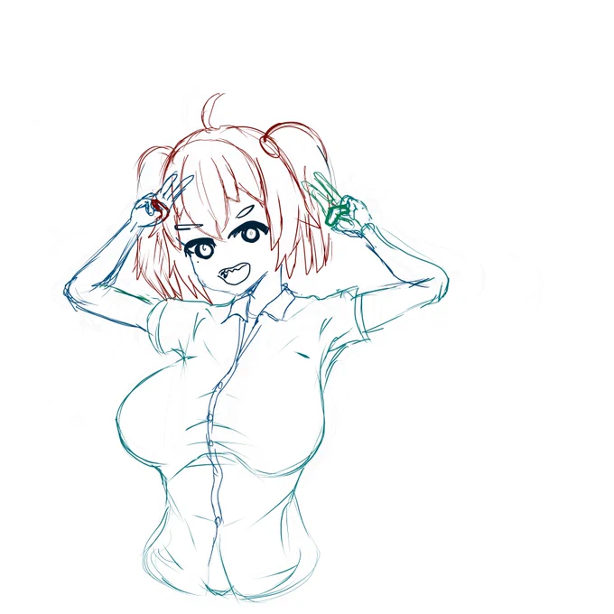 そうかデフォルメ感が強い元だから目の大きさを普段描くようにしつつデフォルメするときはいっそまん丸にすればいいのか的なよそのこ日曜日誕生日用のラフこれはまたゆっくりすすめよ 