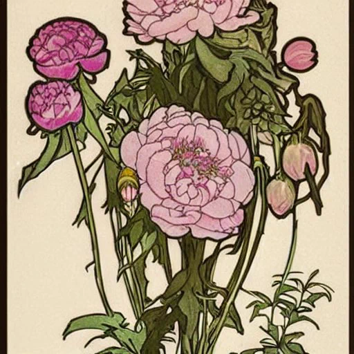 ミュシャの芍薬 #お絵描きばりぐっどくんわかる!! 