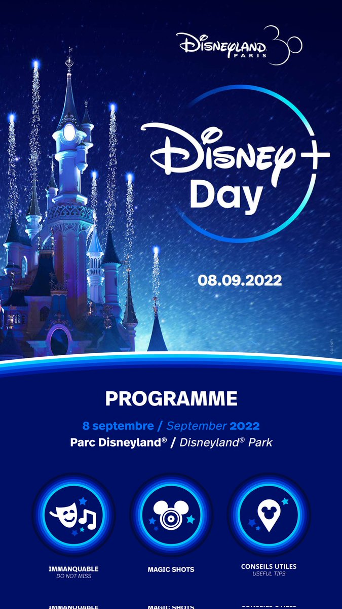 InsideDlpCastle's tweet photo. 🔵Disney + Day programme : 
#Disneyplusday #Disneylandparis https://t.co/pLwiZuvE5A