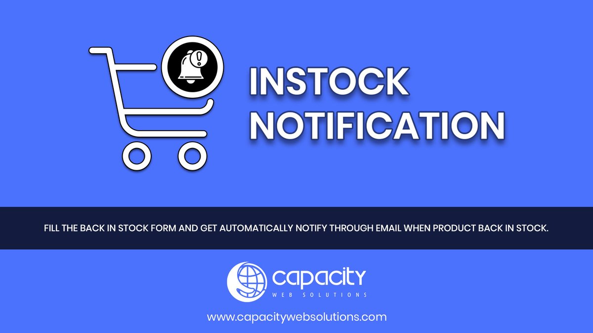 capacitywebs's tweet photo. BigCommerce Stock Notification App sends notification email to registered customer so they can easily purchase the product.
https://t.co/8P7SlHhho8
#BigCommerce #ecommercebusiness #ecommerce #digitalagency #BigCommerceApp #MakeitBigConf #BigPartnerSummit https://t.co/BF1hcrTm6f