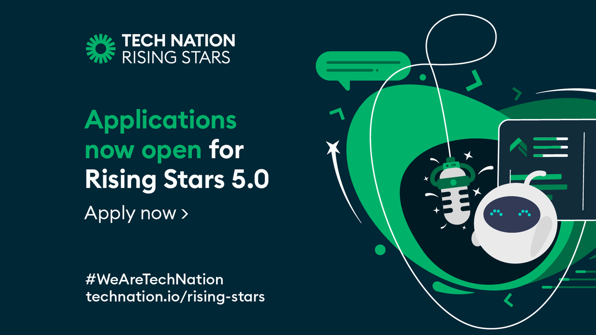 TechNation's tweet image. 👉RISING STARS 5.0 APPLICATIONS NOW OPEN👈

The UK's most exciting competition for innovative scaleups is now open for applications and YOU could be our next Rising Star ⭐️ - with partners @realtimejobs_ @Tughans_News 

Find out more: technation.io/programmes/ris…