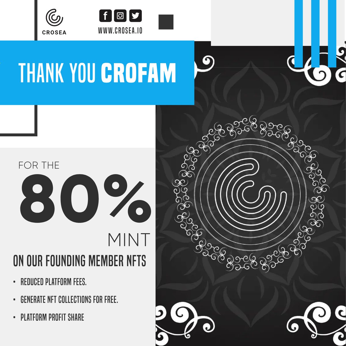 croseanft's tweet photo. #Crosea 2.0 will launch at the #fullmint of our #foundingmember #NFTs with these benefits!
• Reduced platform fees.
• Generate #NFTCollections for free.
• Platform Profit Share
Hurry up & grab one today for 500 #CRO. Only about 200 left
Drop: https://t.co/XapMF9Q3rU https://t.co/2yueKN2FOp