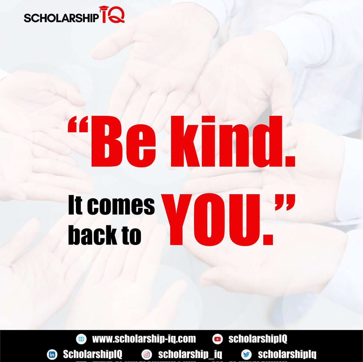 ScholarshipIq's tweet photo. As you go about your daily routine, remember that being kind TODAY also includes telling your friends to get matched to scholarships by signing up on ScholarshipIQ- https://t.co/uGUnGaknPH

#scholarship #studyabroad #funding #gradschool #postgraduatestudy #foreigneducation https://t.co/jSSLiGdYy2