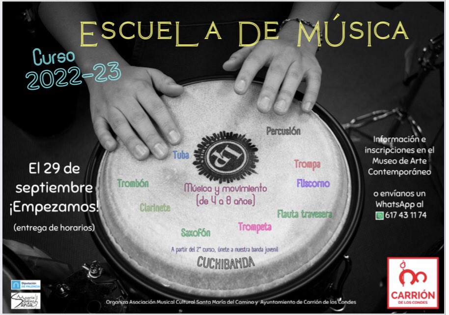 BCarrionCondes's tweet photo. Descubre tu afición a la música. Abierto plazo de matrícula 🎶. https://t.co/mE12jP6WWM
