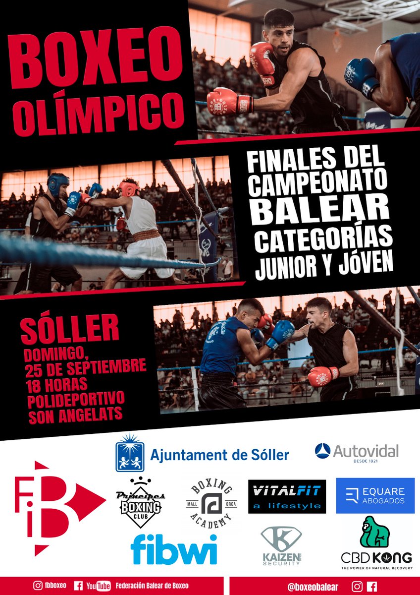 BalearBoxeo's tweet photo. El próximo domingo, 25 de septiembre, regresa el mejor boxeo. Combates amateurs y las finales del Campeonato Balear categorías Junior y Joven. 

18 horas, en el polideportivo Son Angelats. https://t.co/4JylCMkHh5