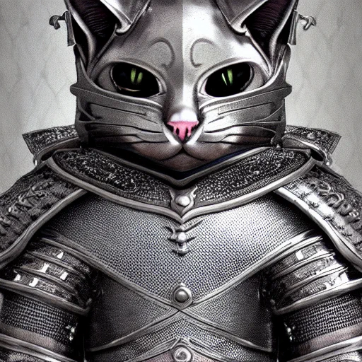 猫騎士#stablediffusion "a cat knight, portrait, finely detailed armor, intricate design, silver, silk, cinematic lighting" 