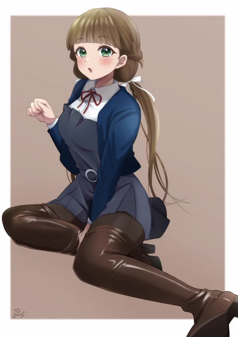 サイハイブーツから見える絶対領域… #黒タイツの日 