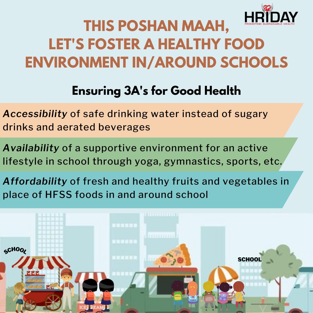 Hriday_Org's tweet photo. School-going children are more exposed to #malnutrition due to poor quality of diet &amp; #physicalinactivity. These risk factors are associated with #lifestyle &amp; #behavioralpatterns. Thus, there is a need to foster a healthy environment to address the burden. #RashtriyaPoshanMaah https://t.co/wWjlNlAIOl