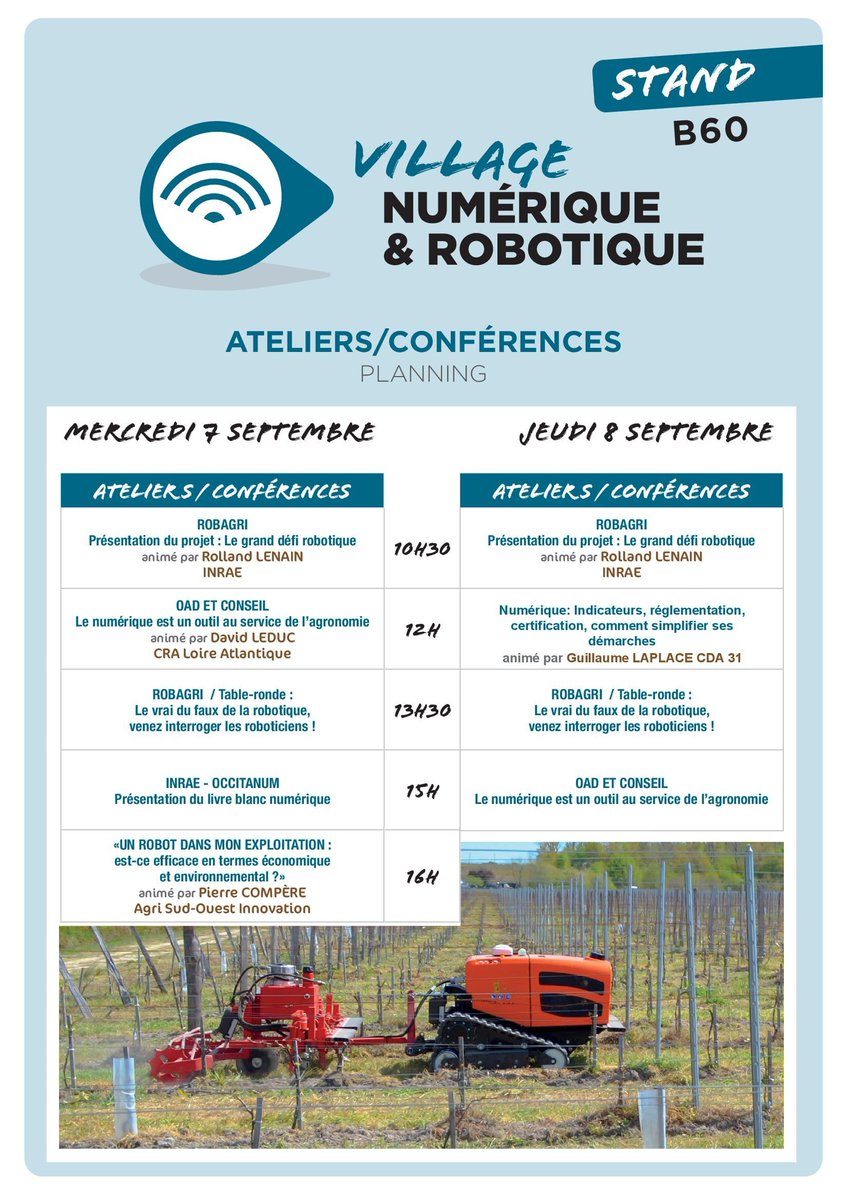 gofar_fira's tweet photo. 🚜 #FIRAInside 🤖
Ne manquez pas cette occasion ! Plus qu’un jour avant @Innovagri1🌱
La robotique sera présente durant 2 jours, inscrivez-vous gratuitement et venez à notre rencontre au stand B60 🤝
📆Du 7 au 8 sept. à Ondes (31) 🇫🇷
💻https://t.co/Hm22qAOgfo
#Innovagri2022 https://t.co/oe2ZlRdI0L