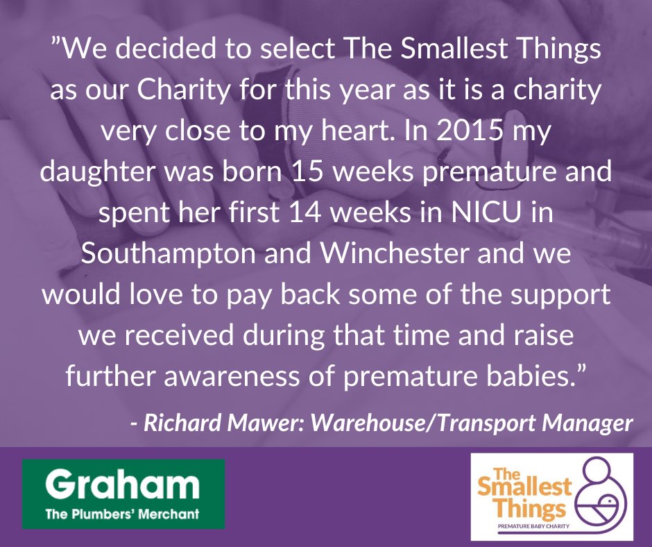 A huge thank you to Graham Plumbers Merchant in Southampton for choosing The Smallest Things as their Charity of the Year!

They have raised over £550 already and have more events planned. Thank you also to UK Plumbing Supplies who have agreed to match their donations this year.