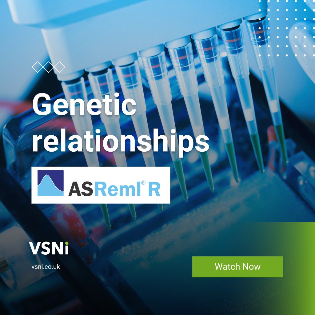 vsni's tweet photo. Genetic relationships in #ASReml-R

This video looks at how to include known variance structures, such as pedigree information, into a linear mixed model analysis.

https://t.co/lLh6S86uFr

#TipTuesday #DataScience #Dataanalysis https://t.co/IHAKBFAJug