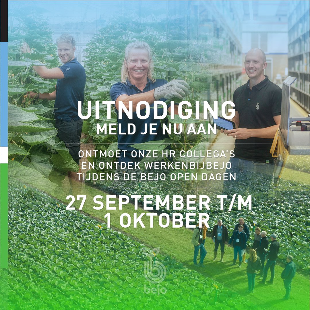 Wil jij komen werken bij Bejo? Meld je dan aan voor een bezoek tijdens onze Open Dagen. Kijk voor meer informatie en het aanmeldformulier op > bit.ly/3R9kt3R #bejo #werkenbijbejo #vacature