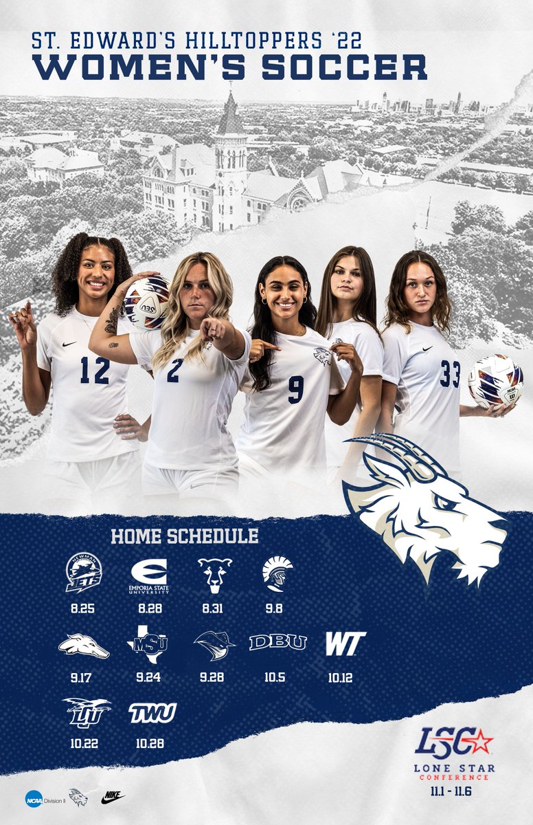 We hope to see your for <a href="/SEUWSoccer/">St. Edward's Women's Soccer</a>'s home opener today. Feel free to print this out to help mark your calendars with the rest of our home schedule. #FearTheGoat #BeTheGOAT
