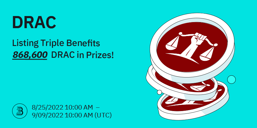 BitMartExchange's tweet photo. 🥳DRAC Network (DRAC) @DRAC_Network has been listed on #BitMart on Aug 22! 

🔥To celebrate, we are giving away 868,600 DRAC in our Social Media Airdrops, Trading Competition and Trade to Share events!

👉 Learn more: https://t.co/XQZLdhFTyW https://t.co/tDegluH35n