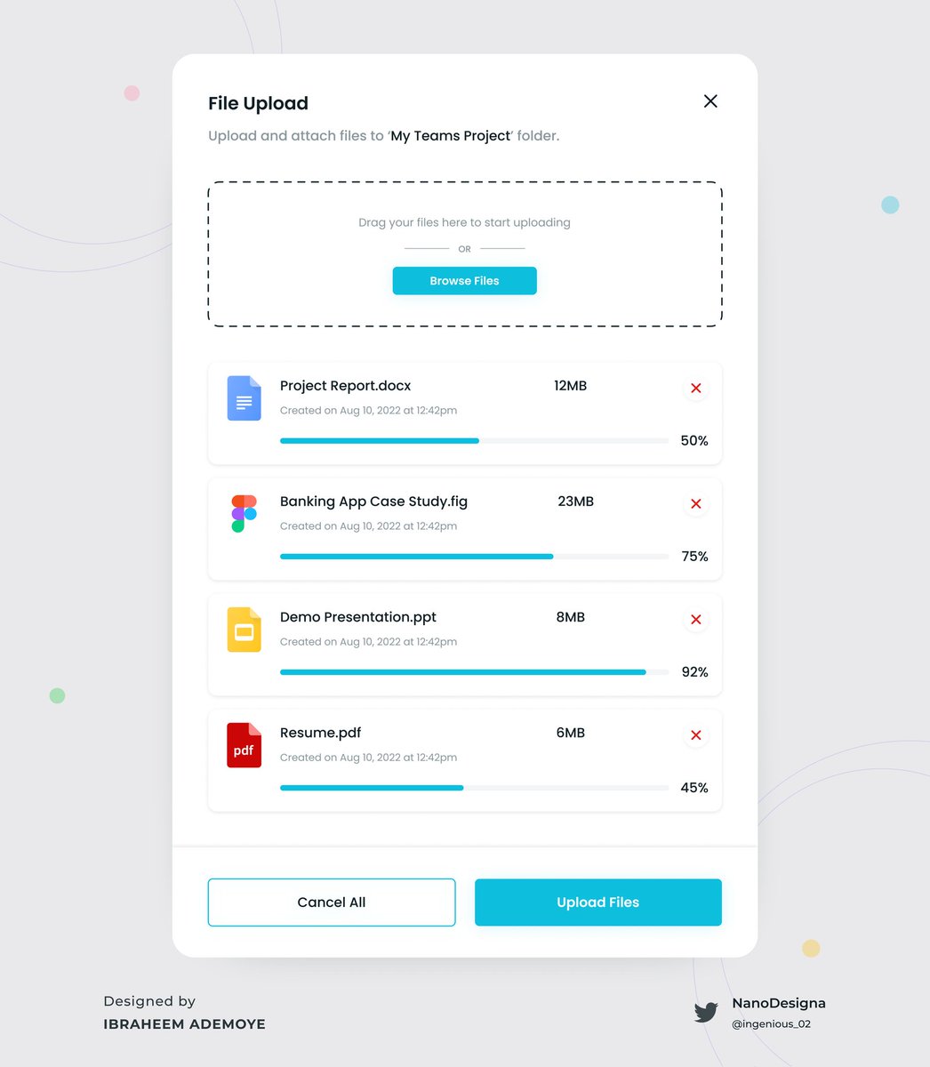 ingenious_02's tweet photo. Day 25
File Upload.
Intuitive and easy to use interface.
Like & retweet πͺ. Thank youuu.
Your feedbacks are much appreciated π
@ecxunilag @ingenious_02
#30DaysOfCodeAndDesign #ECX30DaysofDesign #uidesign #designers #daily #uiuxdesign #uxdesign https://t.co/2MSTJ4yST0