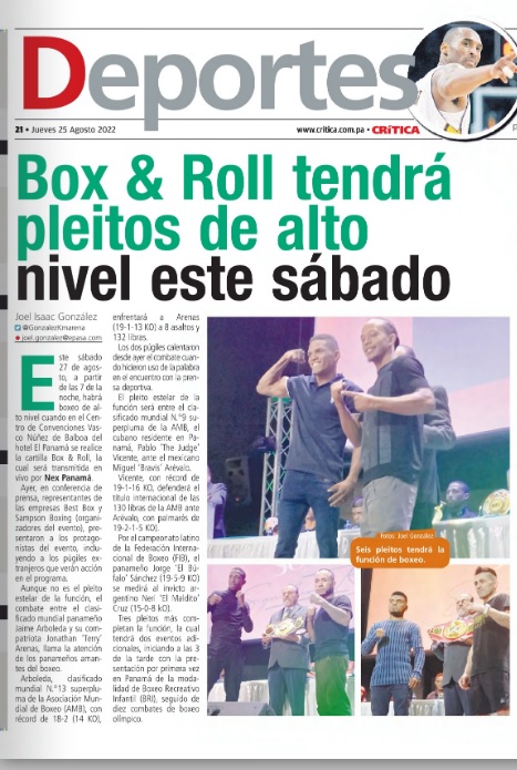 GonzalezKmarena's tweet photo. Cartilla Box &amp; Roll tendrá pleitos de alto nivel este sábado en el centro de convenciones Vasco Núñez de Balboa del hotel El Panamá. https://t.co/4RELbp6z4g @Carlos_Boxeo @LittleJames507 @SampsonBoxing https://t.co/S5t2CM6JPz
