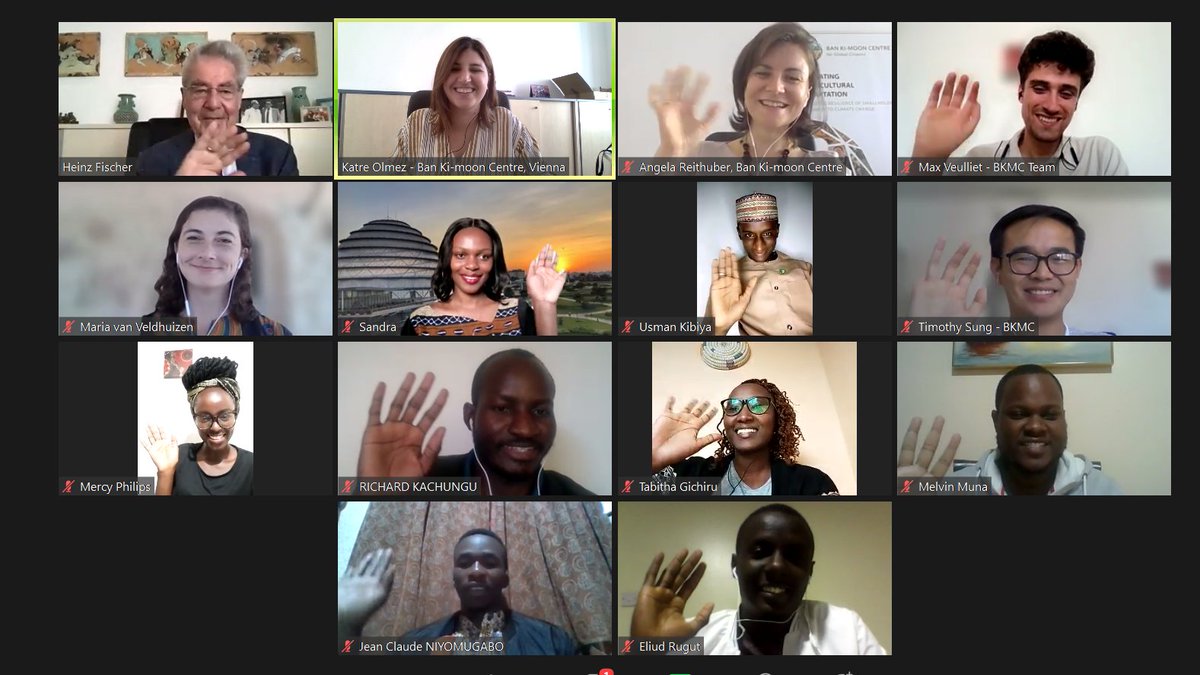 bankimoon_org's tweet photo. "The BKMC advocates for greater funding for #smallholder farmers in #Africa to adapt to #climatechange. Your demand paper will be of great value to this goal &amp; we will do our best to amplify your voices" Co-chair Heinz Fischer thanks our #YouthAgriChampions in our last webinar🌾 https://t.co/6sswL9hmiJ