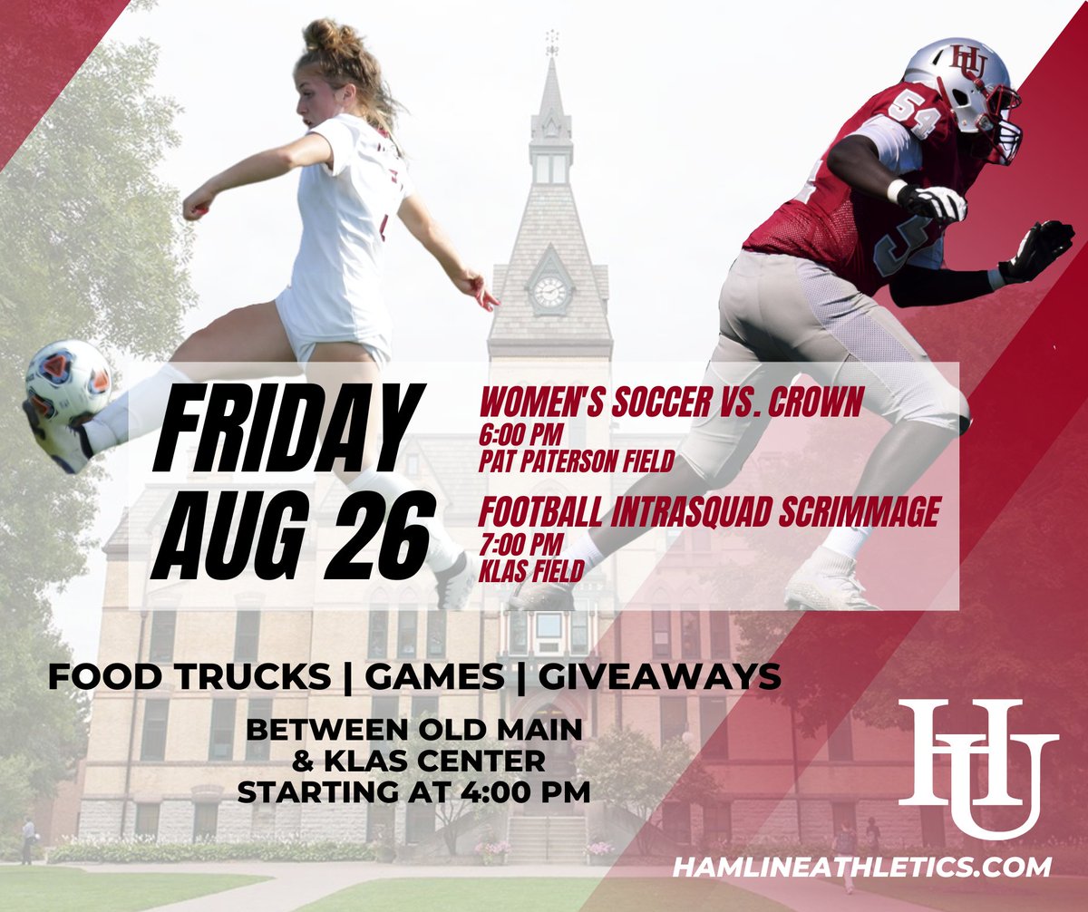 HUPipers's tweet photo. Food truck, games, and giveaways happening at the women's soccer and football scrimmages on Friday, August 26! https://t.co/l6jaoEx2gT