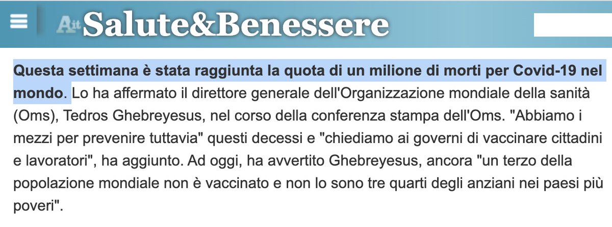 emenietti's tweet image. i decessi per covid da inizio pandemia sono oltre 6,4 milioni, ma basta un&apos;agenzia che parla di un milione (perdendosi che il dato è riferito al solo 2022) per combinare questo 👇