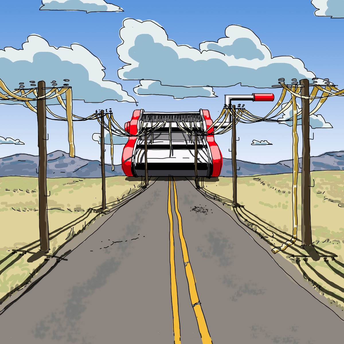 Hola!

I present you the full color version. 

Not sure about the name of this piece yet. Probably something around "electricity". I dunno. 

Next step, the animation.

<a href="/Cryptoarg_/">CryptoArg</a>  #tezosnft  #tezosart #NFTCommunity #illustration #nftart #NFTartists #NFTartist #wip