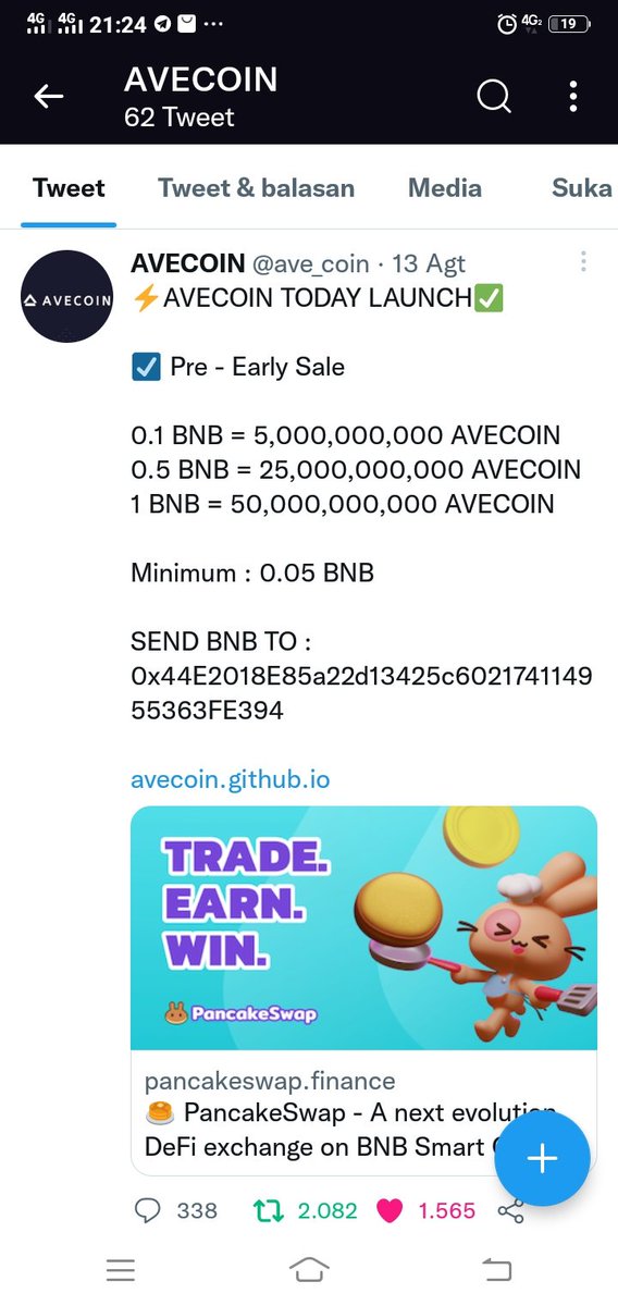 JackpotndaWin's tweet photo. @ave_coin Good project 😍 😍
Let's join guys🏃🏃🏃
@Alva_Hamdi 
@CryptoGeum 
@mdaukc https://t.co/q2KqQl14AZ