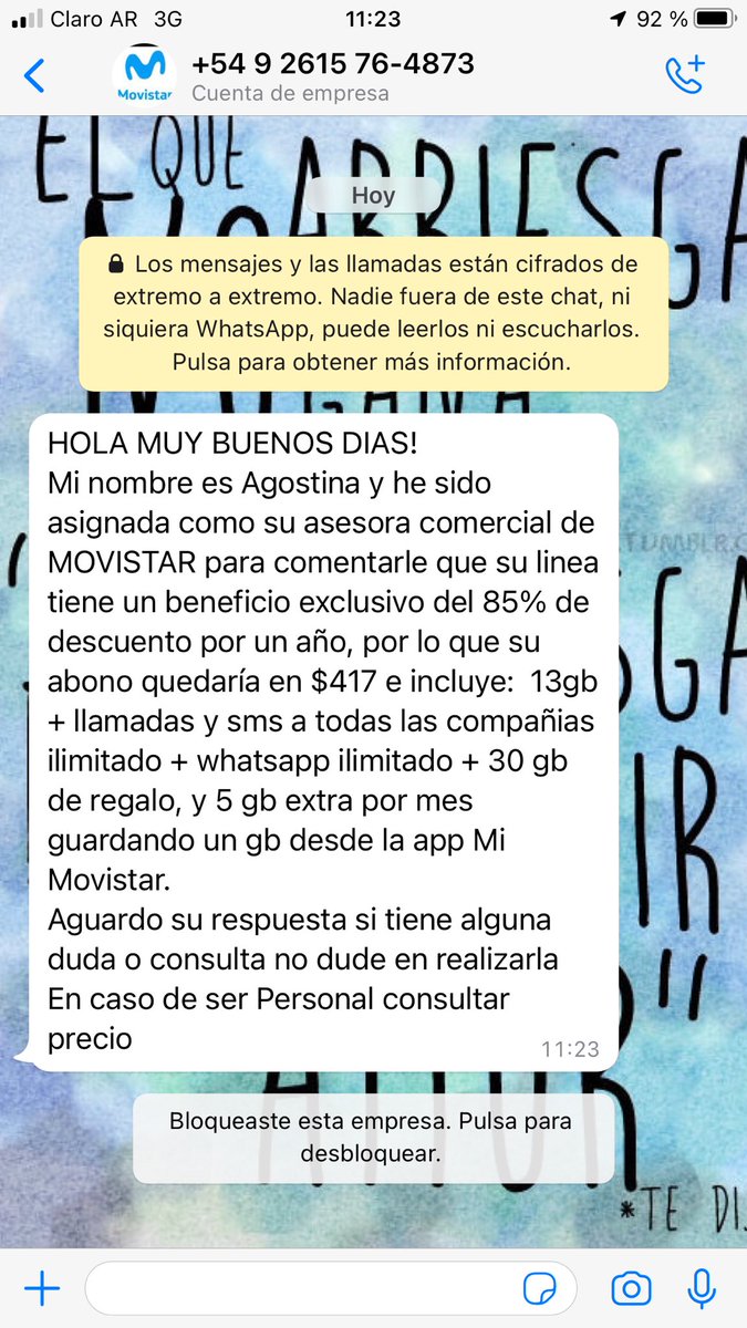 AlexTopTen's tweet photo. @MovistarArg ¿Con que derecho y permiso envian estos mensajes? Ya hice la denuncia por los llamados incesantes y ahora ostigan a las personas por este medio. https://t.co/DypTYOpJ6u