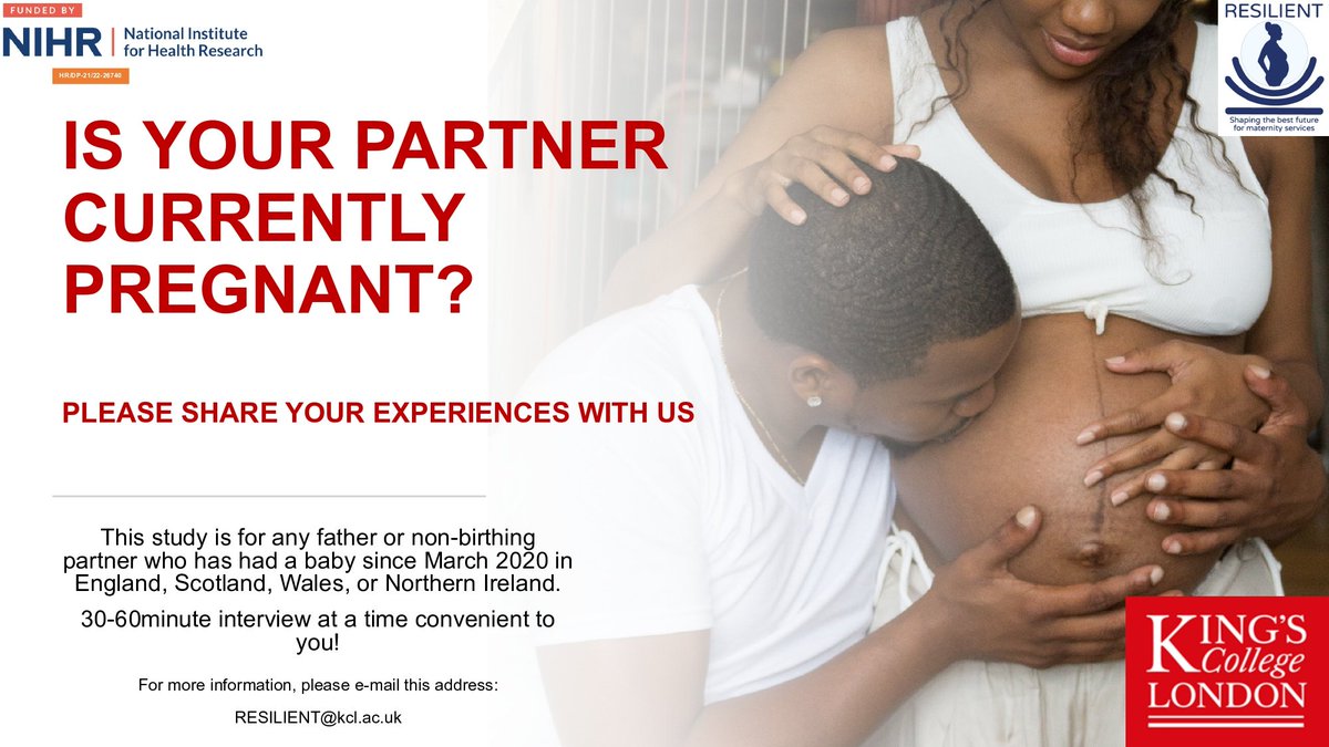 Seeking #Partners  who experienced #MaternityCare during the #COVID19 #Pandemic to interview for our 
<a href="/RESILIENT_KCL/">RESILIENT</a>

 #Research on post-pandemic planning of maternity services. E-mail: RESILIENT@kcl.ac.uk  #HCP #Maternity #BuildBackBetter #BuildBackFairer #RESILIENT