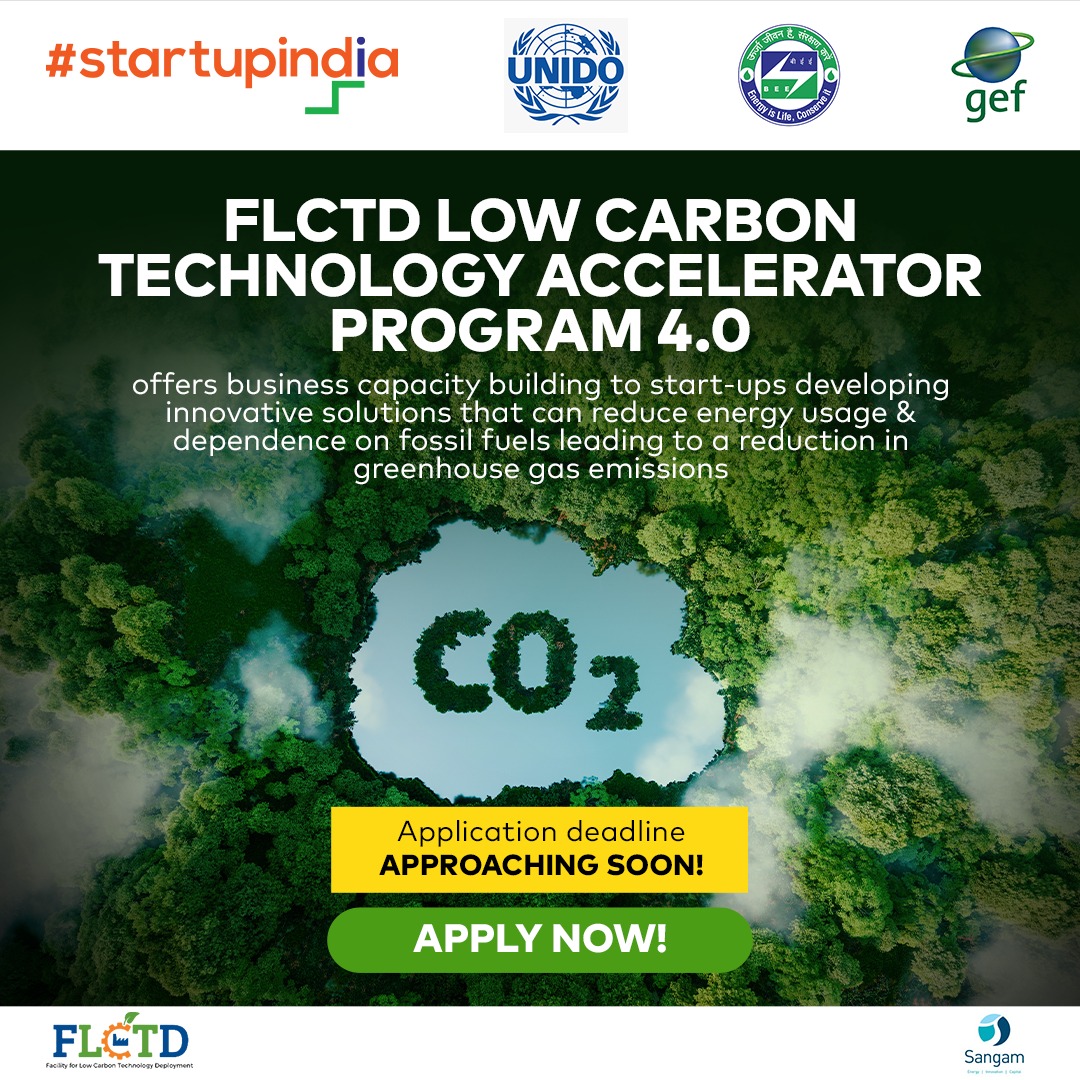 Last day left! #FLCTDAccelerator4 provides dedicated assistance to #EarlyStage & #LaterStage startups working in #cleantech sector. Apply bit.ly/3o5hj4f​
#climatetech #renewable #Lowcarbontech #FLCTD4​

@UNIDO @TheFLCTD @startupindia @theGEF @sangamvc  @beeindiadigital