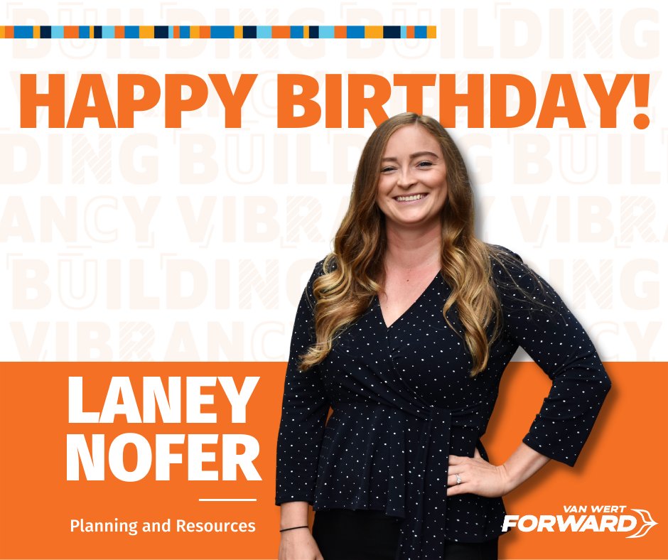 vwfwd's tweet photo. It's Laney's Birthday!

We want to wish Laney a Happy Birthday and thank her for the driven and fun atmosphere she brings to the office as she helps us to create well-resourced and thriving quality of life for Van Wert! #VanWertForward #VWFwd #VWForward #BuildingVibrancy https://t.co/EaictEN8Iw