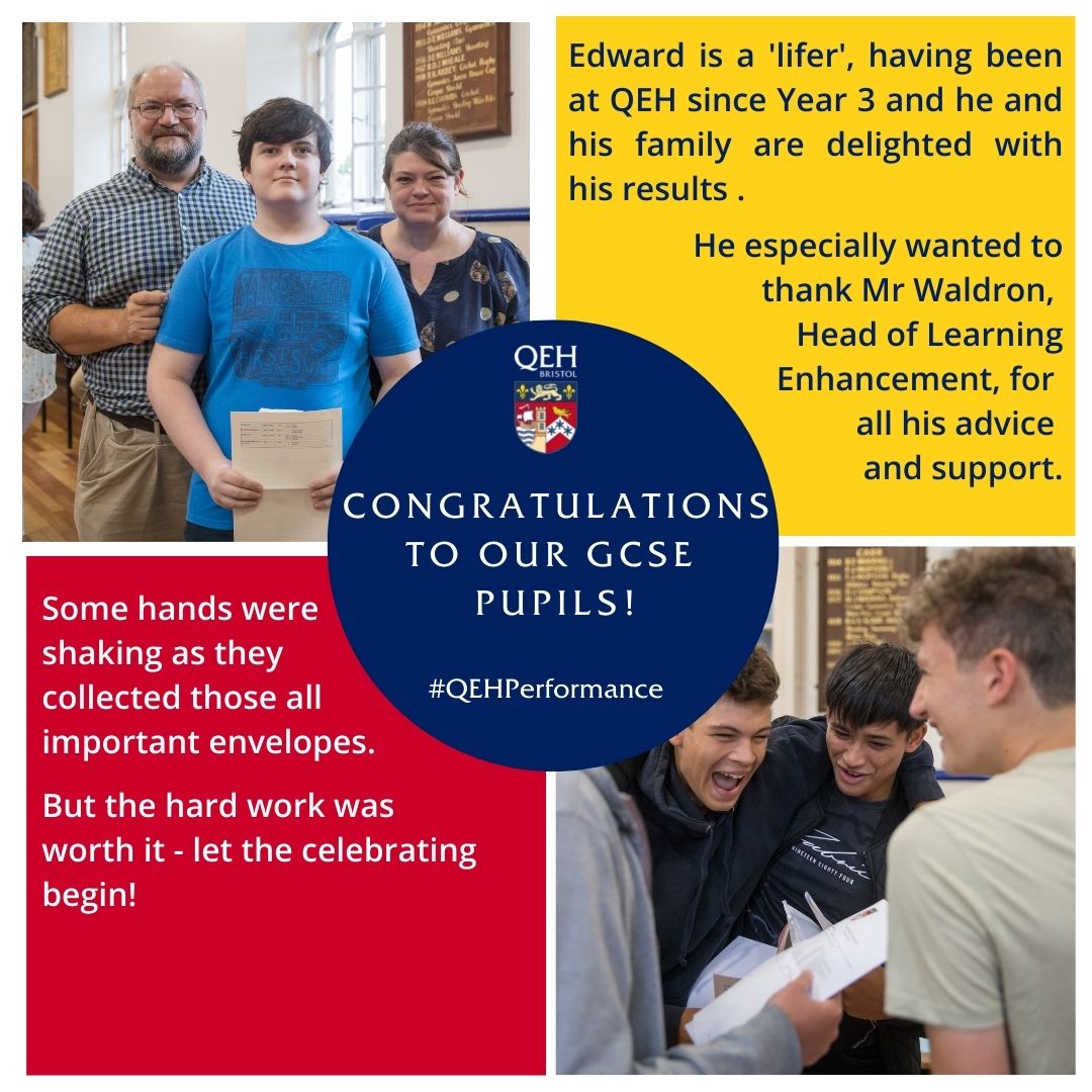 QEHSchool's tweet photo. Congratulations to all Year 11 pupils on their outstanding GCSE success. Hard work gets results. Welcome to Sixth Form! For the full story please click here https://t.co/tcWszzS4pa. #QEHPerformance #QEHCharacter #GCSEresults2022 #welldone https://t.co/WESIDSn1FK
