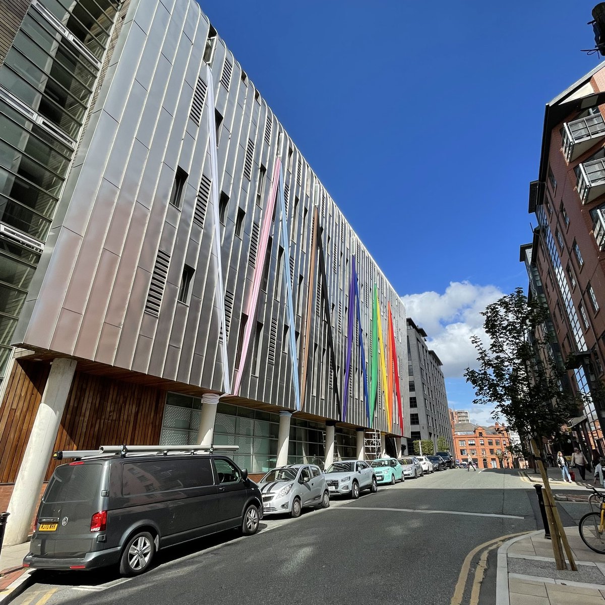 GavinJElliott's tweet photo. Decorations complete @bdp_com Mcr Studio for @ManchesterPride this weekend.

Great work from designer @johnbeswick1 and his highly skilled installation team! @gedcouser @Lel_Ferguson @Joe_Luczka @nac1973 #pride #manchester https://t.co/jIJKpFapPN