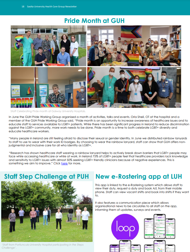 📰Have you read our latest staff newsletter? Check out the 50th edition here: bit.ly/3AIINUl for lots of news from around Saolta Group hospitals

✉️If you would like to feature a story from your hospital in the next issue please email: newsletter.saolta@hse.ie