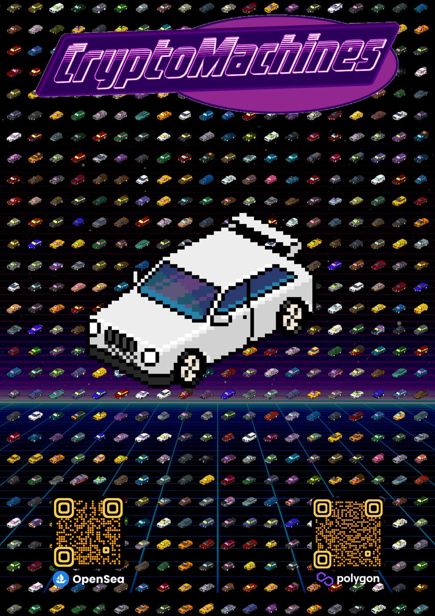 CryptoMachines_'s tweet photo. We made two posters. I like them a lot, but do you prefer the one with the white CryptoMachine_ or the purple one? 👾🚗
#NFTs #NFTcollectibles #nftcollector #NFT #NFTartist https://t.co/CLKmsNVJkO