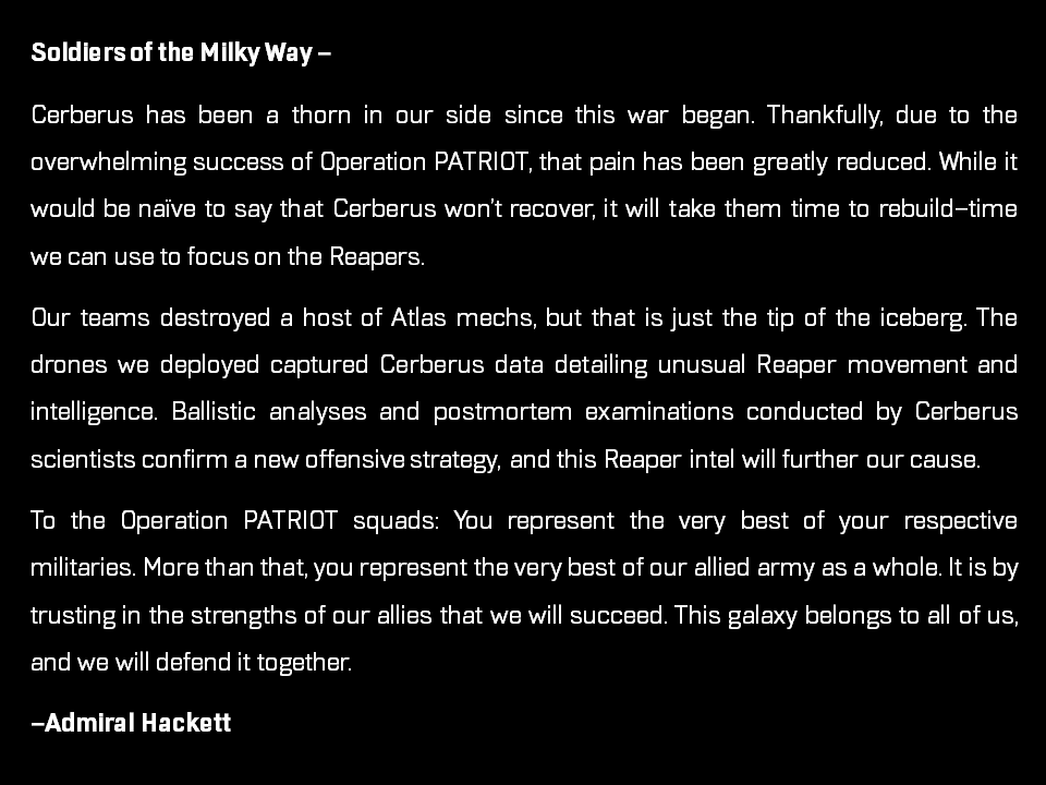 ANN_Updates's tweet image. From: Admiral Steven Hackett
Re: Operation PROPHECY
Confidentiality Classification: XB-PRIME
Distribution: N7 Forces Only