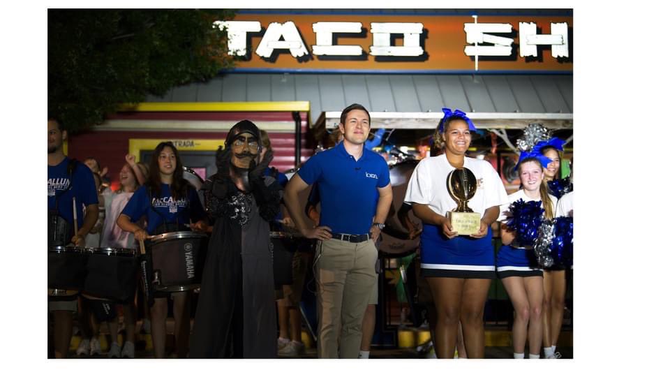 MACKnightsBand's tweet photo. Mac wins the Taco Shack Bowl Spirit competition! π And Happy Birthday to Mr. Pride, our Percussion Director! πΈ Rene Renteria #gomacband https://t.co/3WvvmSW83n