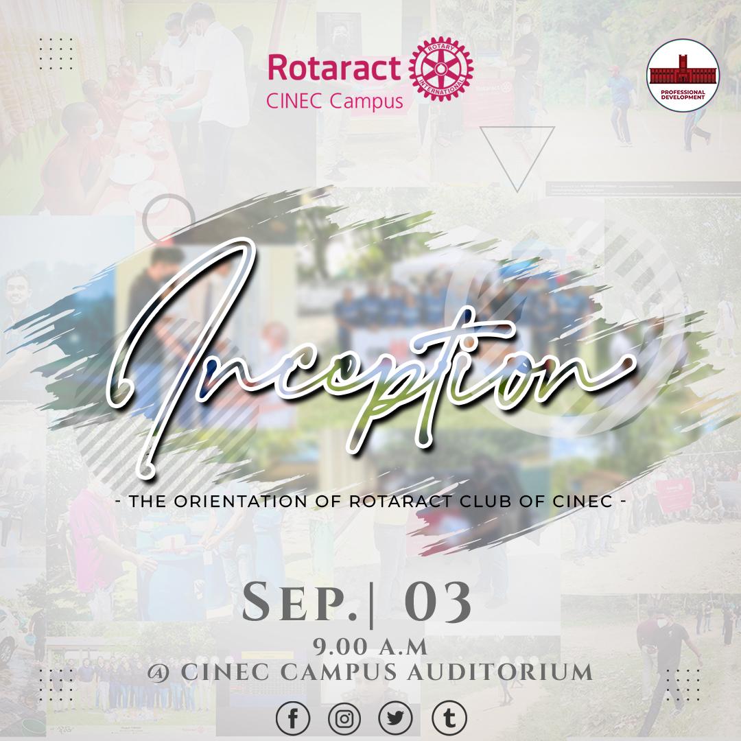 Hey Everyone!

Await the most exciting start-off event for all of you looking to become prospective members and members who are already a part of the family. 

📍CINEC Campus Auditorium

⏰ 9.00 AM

🗓️ 03 September 2022

#Inception
#Rotaract
#RACCINEC
#Rotaract3220