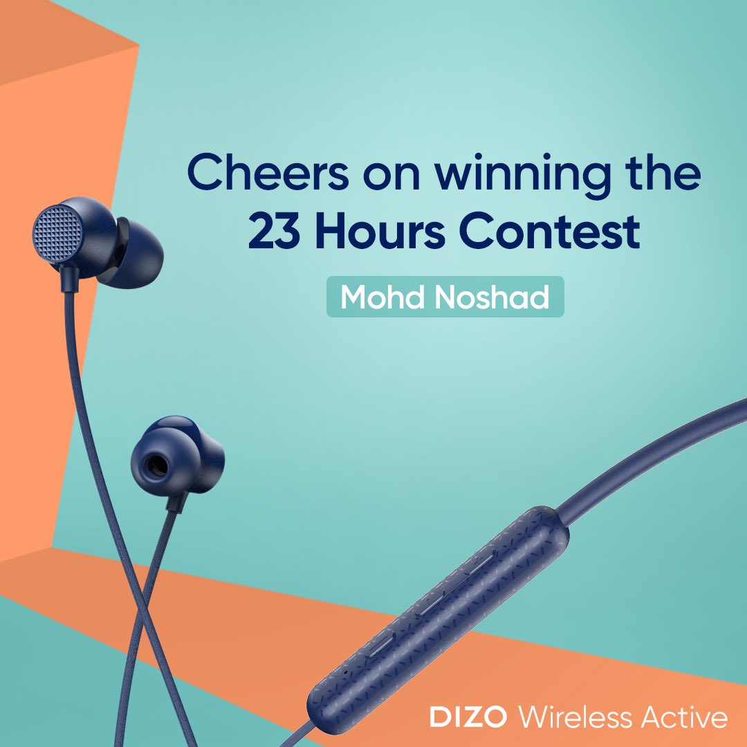 DIZOTech's tweet photo. Congratulations, Mohd Noshad for winning the #DIZOWirelessActive! 🥳
We hope you get the best experience while listening to your favourite tracks and #GrooveNonstopInStyle🎧
#DIZO #BeDifferent https://t.co/EQTkiq6fD5