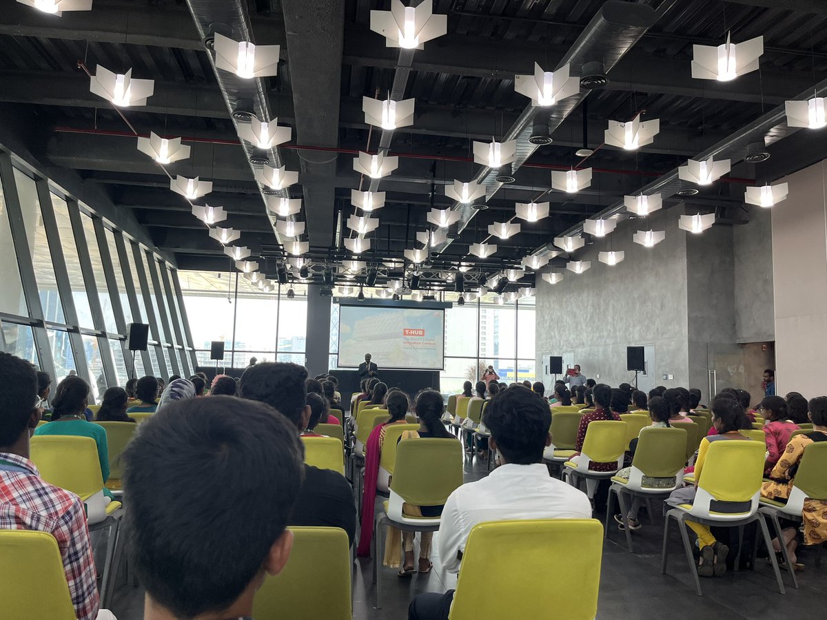 katkuri_vikas's tweet photo. Here are the glimpses of
today's visit to T-hub.
Thank you  @KTRTRS garu for the largest Innovation Centre.
Thanks for the efforts of Prof.
Venkataramana garu(VC) and
Director Dr. Sathish Kumar garu for
making the visit a grand success.
#VisionRGUKT @THubHyd https://t.co/fRb37dqUhd