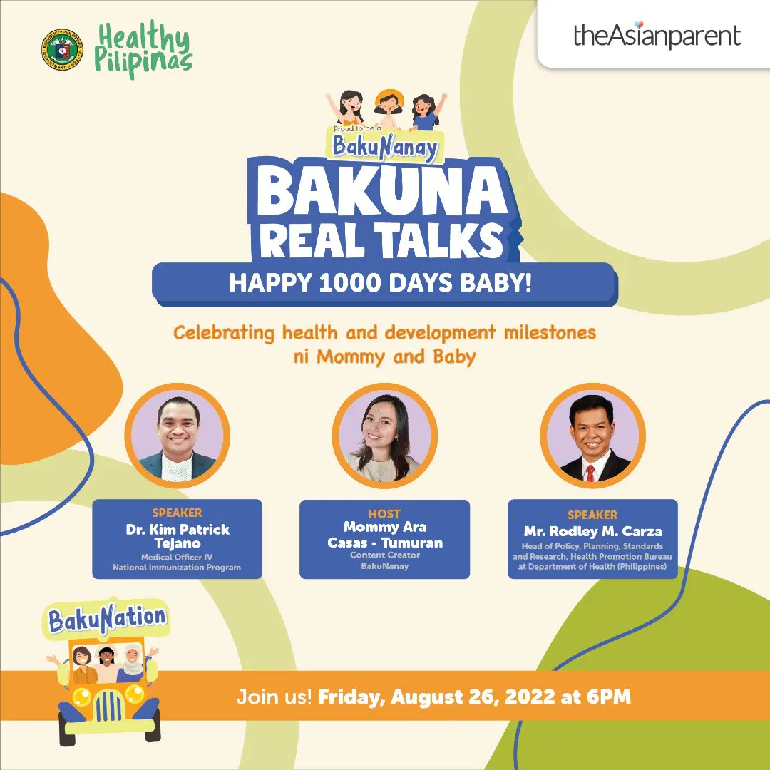 jhenkit05's tweet photo. Let's watch the Bakuna Real Talks on August 26, 2022 (6pm) at @AsianparentPH FB page. See you TAParents!
Don't forget to take the pledge on the content hub! https://t.co/k8vzJho8K0
#BuildingABakuNation #TeamBakuNanay #theAsianparentPH #VIParentsPH https://t.co/hYa0b5juw8