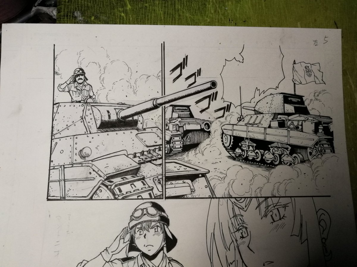 自分の戦車作画のラストはイタリア戦車で締めたぞ。P40戦車、最初で最後の登場。思えば腐るほどイタリア戦車描いたな。もう二度とお目にかかりたくないあのサスペンションw 