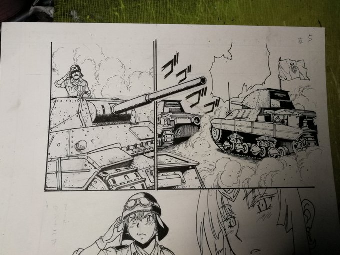 自分の戦車作画のラストはイタリア戦車で締めたぞ。P40戦車、最初で最後の登場。思えば腐るほどイタリア戦車描いたな。もう二度とお目にかかりたくないあのサスペンションw 