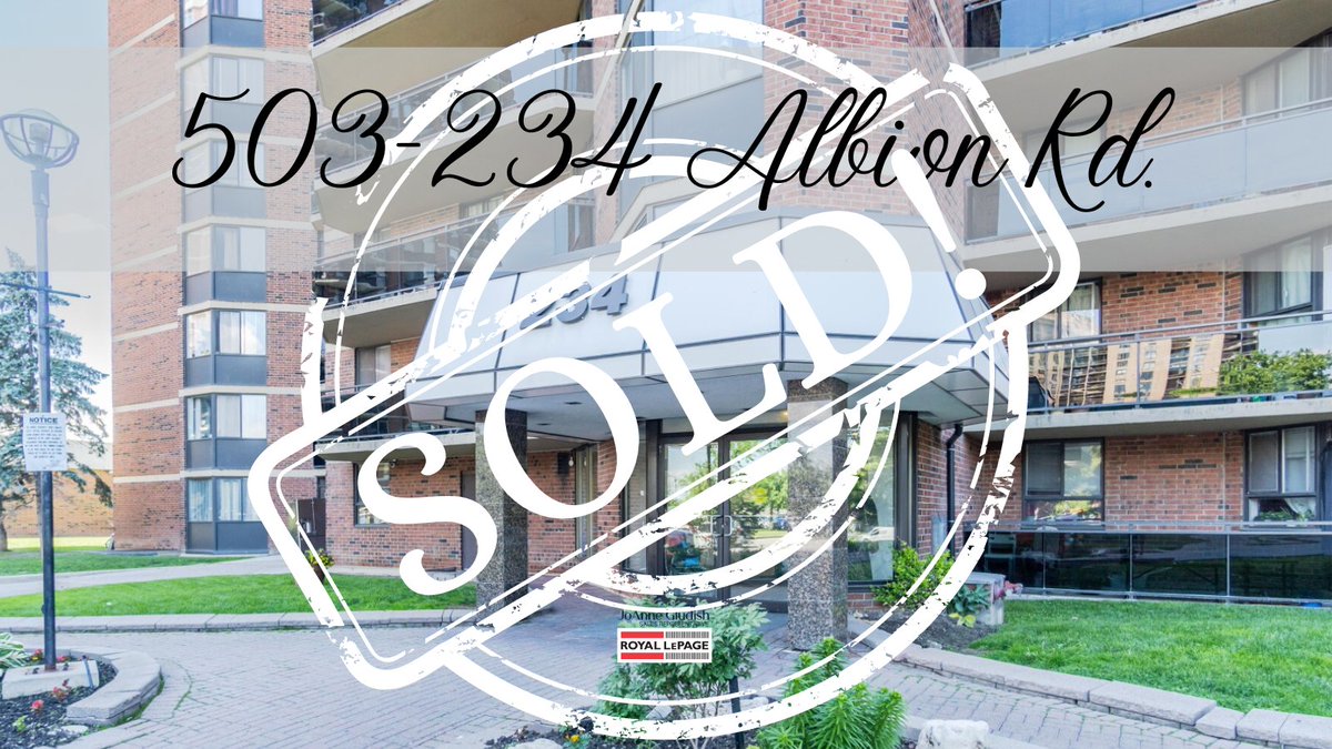 JGludish's tweet photo. SOLD! ~ 503-234 Albion Rd.
Congratulations to everyone involved.
#JoAnneGludishRealEstate #TorontoRealEstate #TorontoRealEstateAgent #TorontoListingAgent #EtobicokeRealEstate #Etobicoke #OntarioRealEstate https://t.co/2XsE1E8jeT