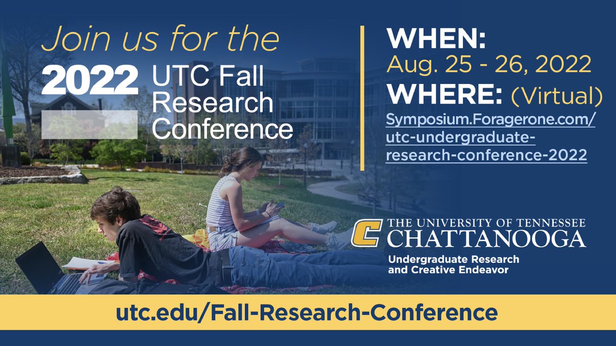 Join us for the UTC Virtual Fall Research Conference on Aug. 25 and Aug. 26, 2022. This year's event showcases the research and creative works of graduate students, and undergraduate students who have participated in summer research programs in the U.S. and abroad. Link in bio!