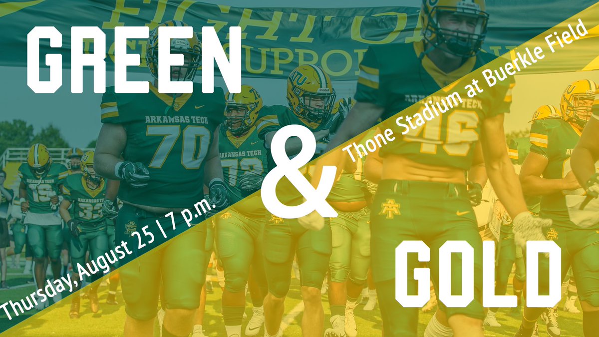 ATU_Athletics's tweet photo. 🗣We have football TONIGHT! 

@ATUFOOTBALL will square off against one another in  a 🟢&amp;🟡 scrimmage starting at 7 pm!

👀 the rosters &amp; choose your fighters 😎!

#FightOn | #LinkItUp https://t.co/X5w73byMCd