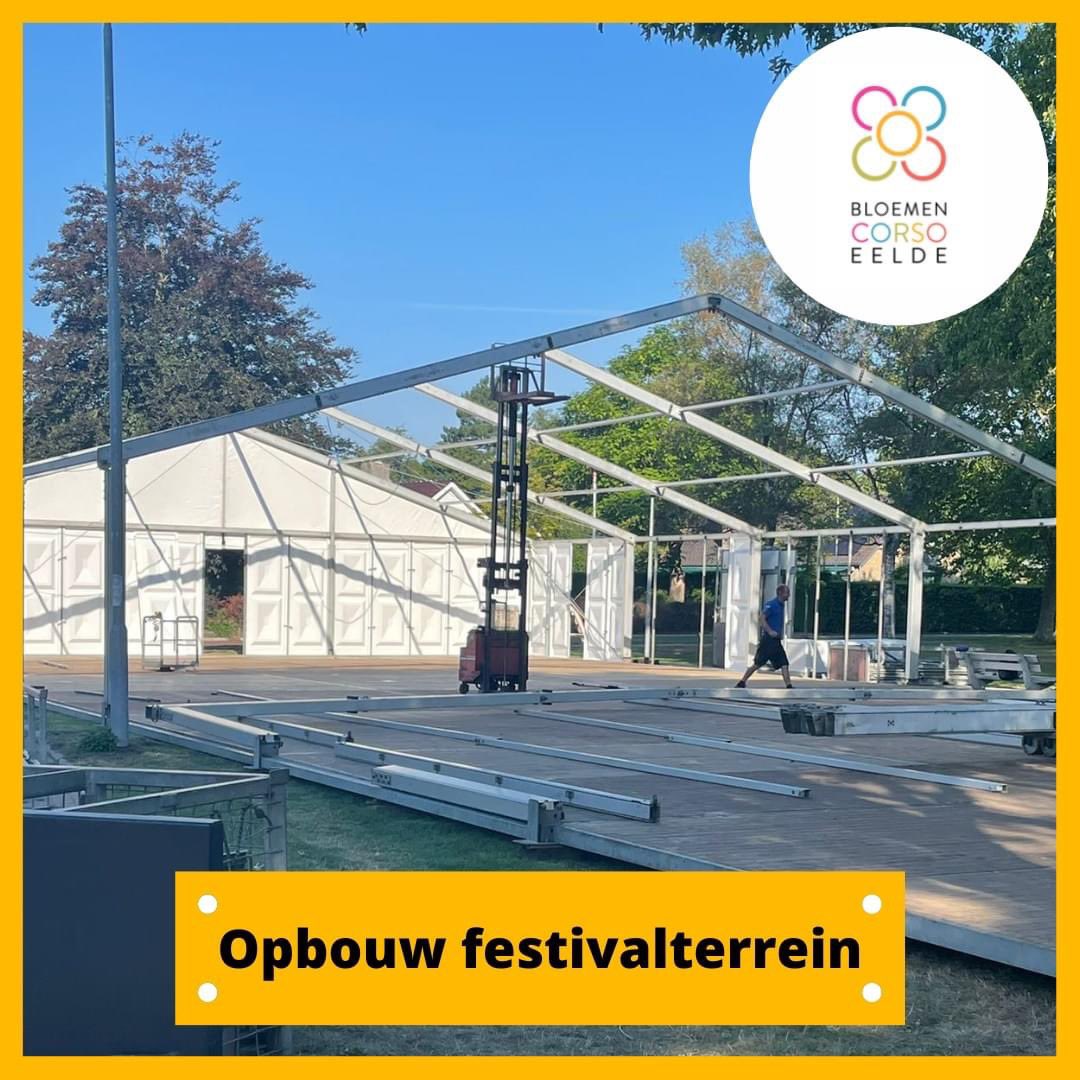corsoeelde's tweet image. Sinds vanochtend zijn wij begonnen met de opbouw van ons festivalterrein! Nog geen kaarten voor het corsoweekend? Bestel ze snel via bloemencorsoeelde.nl/kaartverkoop