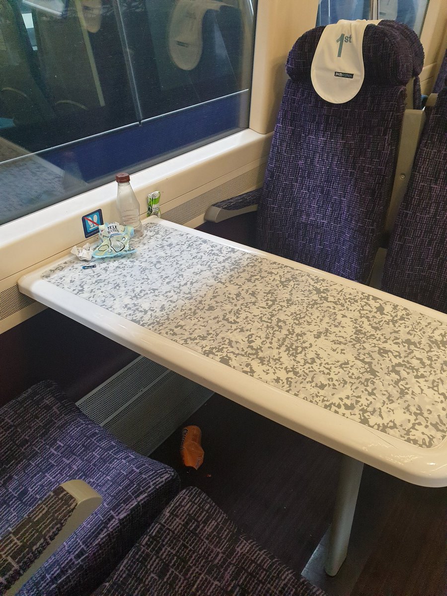 NickyJayAdams's tweet photo. Glad I'm not paying for 1st class, @Se_Railway can't even clean up when it's sitting in Victoria with more than 10 minutes before it pulls out! Not good. https://t.co/D86NudYkNj