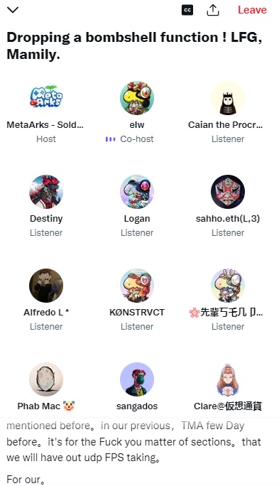 2DCaian's tweet photo. Nice to hear some alphas. Excited for the official announcement #NFT #Freemint #cc0summer  #GameFi https://t.co/qCF29eEDXW